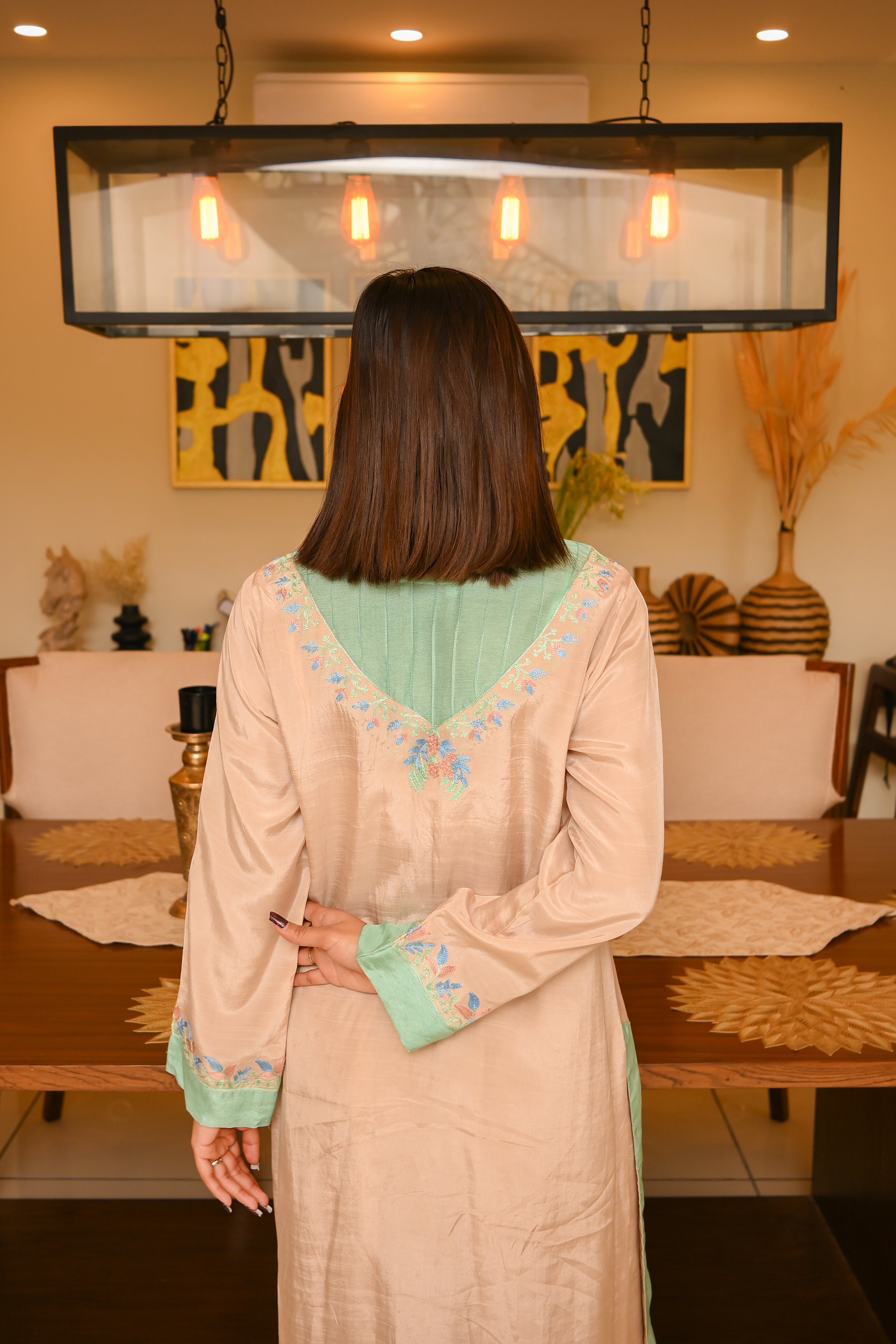 Nehal - Beige & Teal Russian Grip Ensemble
