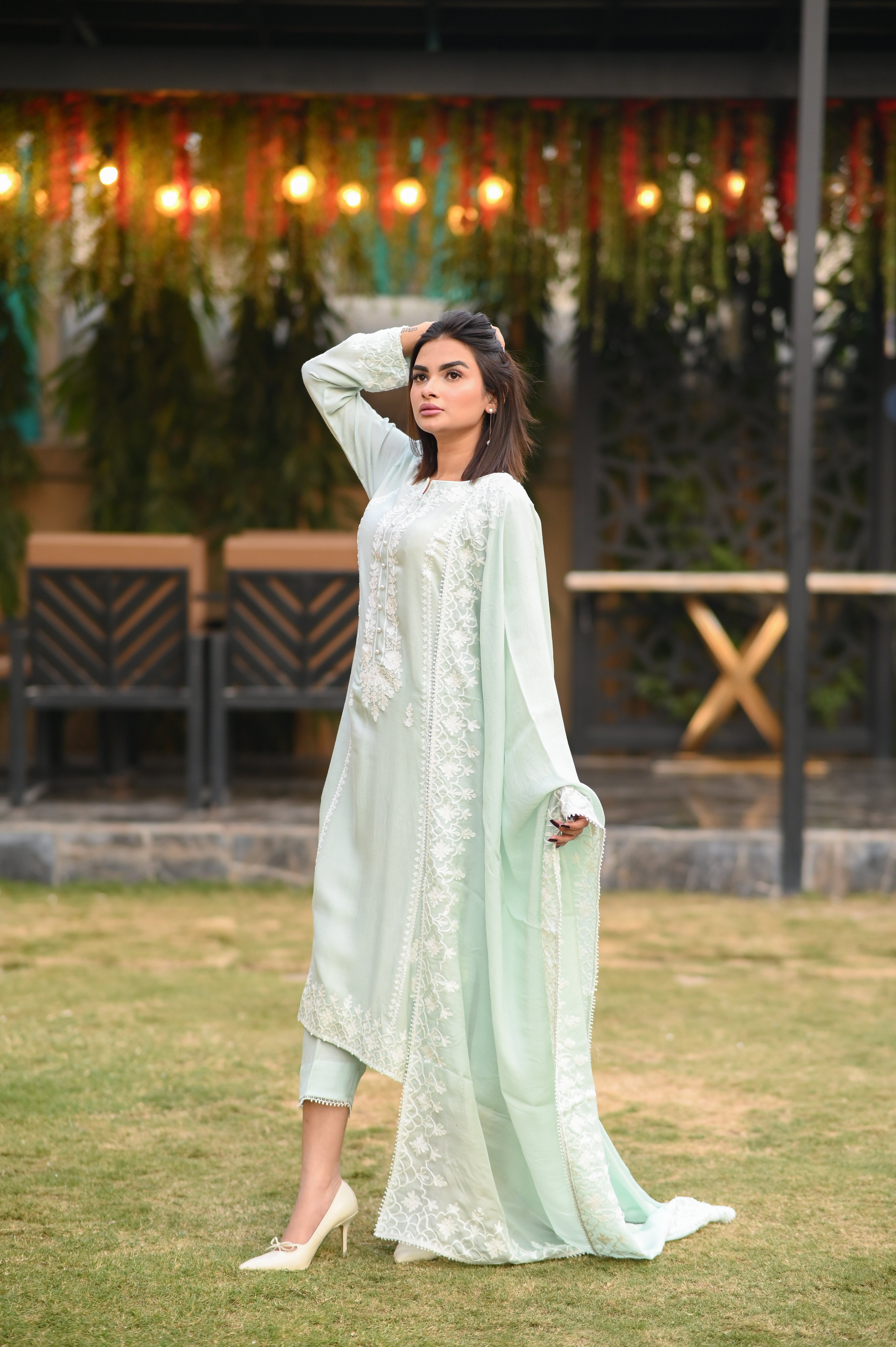 Cēlēste - Ice Blue Cotton Net Ensemble